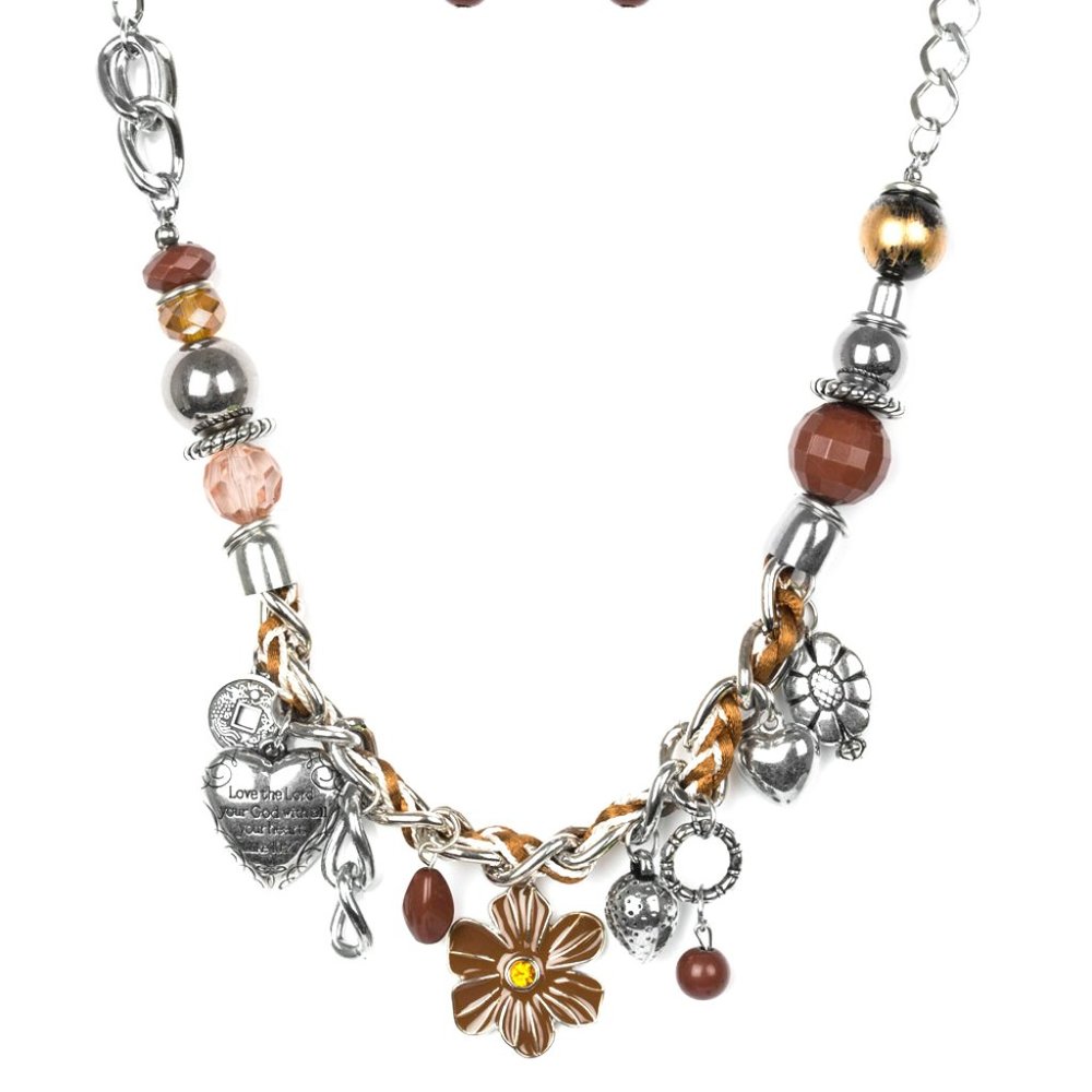 NWT Charmed I Am Sure brown charm necklace set